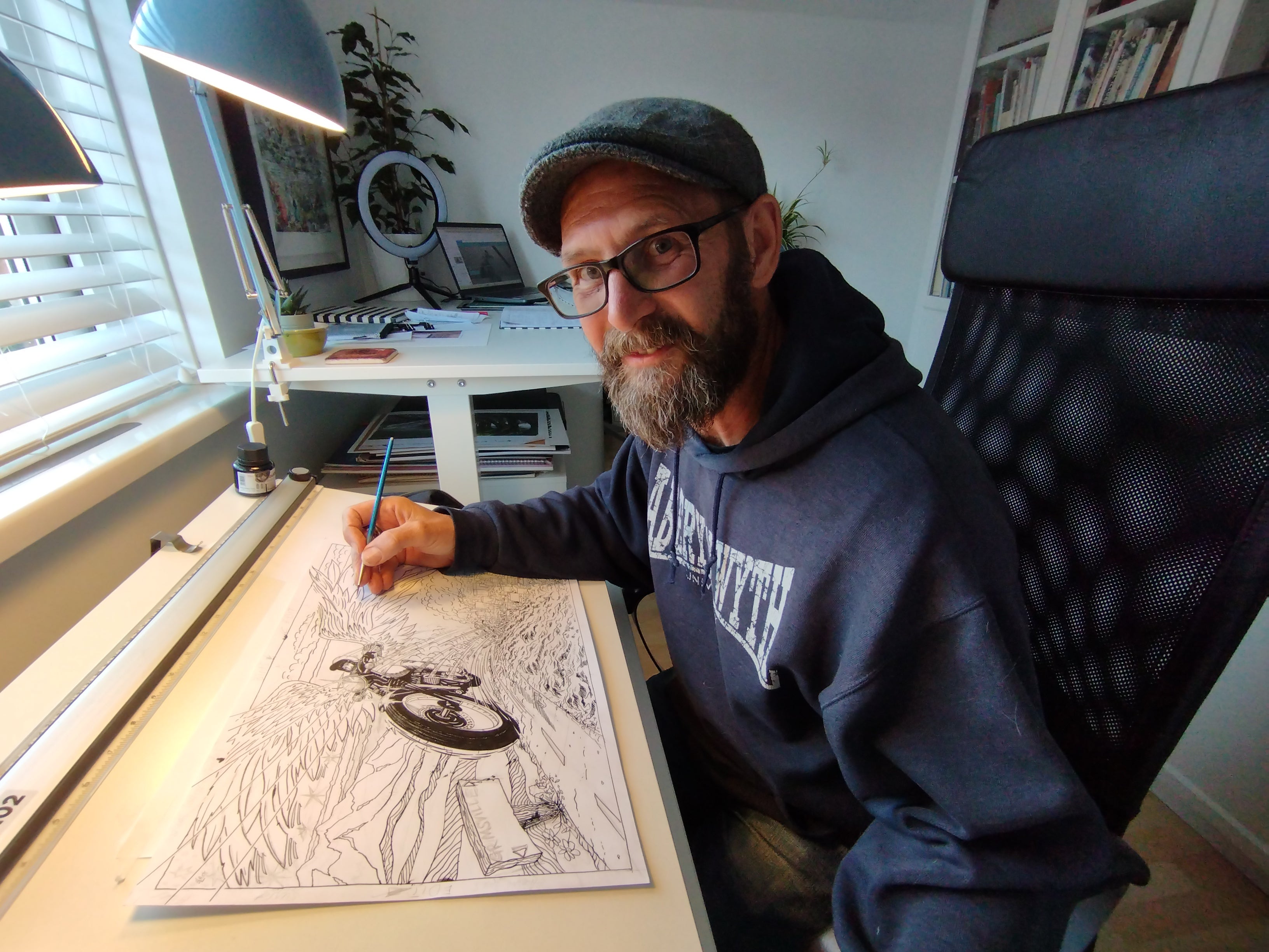 In my studio working on a piece of work which will be available in the shop soon.